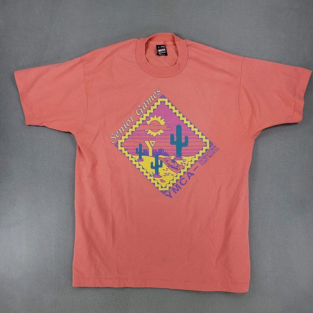 VTG Fort Worth TX Senior Games Shirt Size L Single Stitch Dallas Southwest YMCA‎